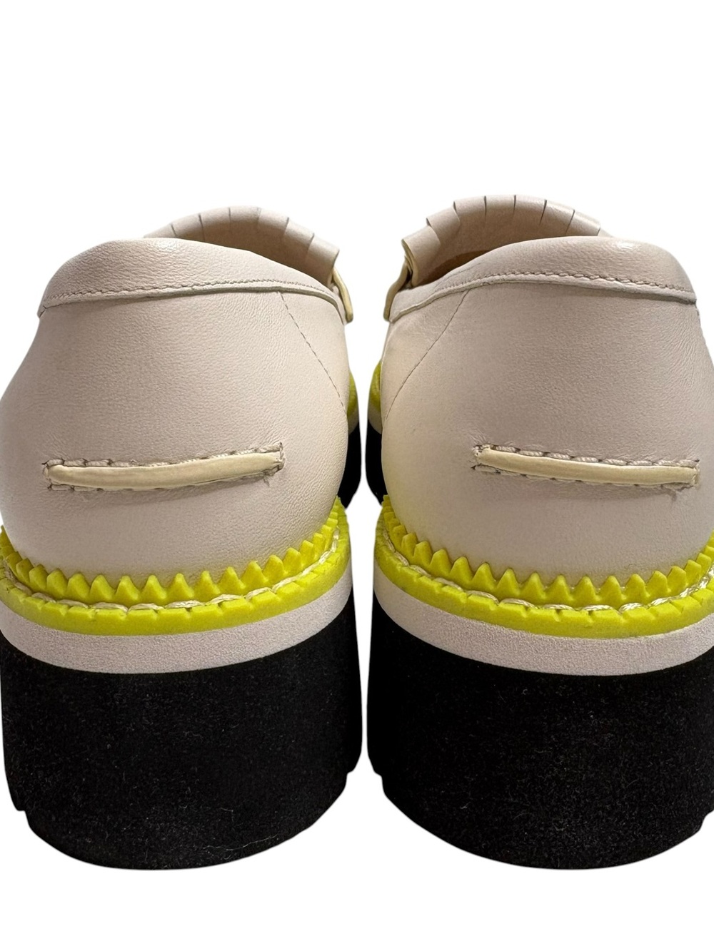 kate spade Caddy Cream Leather Kiltie Fringe Loafers with Yellow Trim NWT $238 - Picture 3 of 9